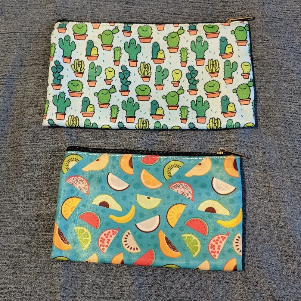 2-Pack Zippered Cosmetics Bags